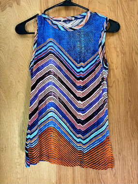 Ulla Johnson Ines Top Geometric Tank Blue & Orange Size P